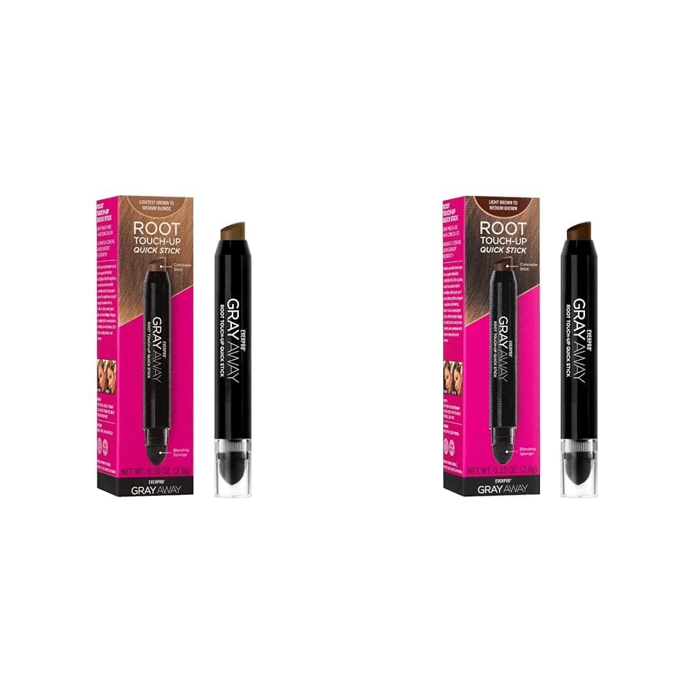 Gray Away Root Touchup Quik Stk Lightest Brown/Medium Blonde and Light Brown Hair Dye Sticks, 0.10oz and 0.1oz