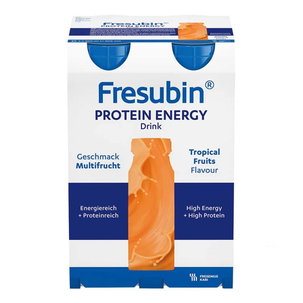 Kabi FRESUBIN Protein Energy Drink Multi Fruit Drinks Flask 4 X 200 ml Pack of 1 x 1 Kg