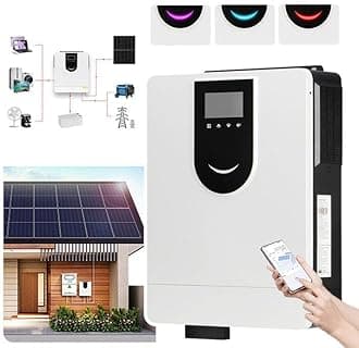 MPPT All-in-On Hybrid Solar Inverter (On/Off Grid) + Smart App Control, 3 Indicator Lights (Battery/Utility/PV), 40-160A Controller, 12-48V DC to 220V AC,DC12V-2.0KW