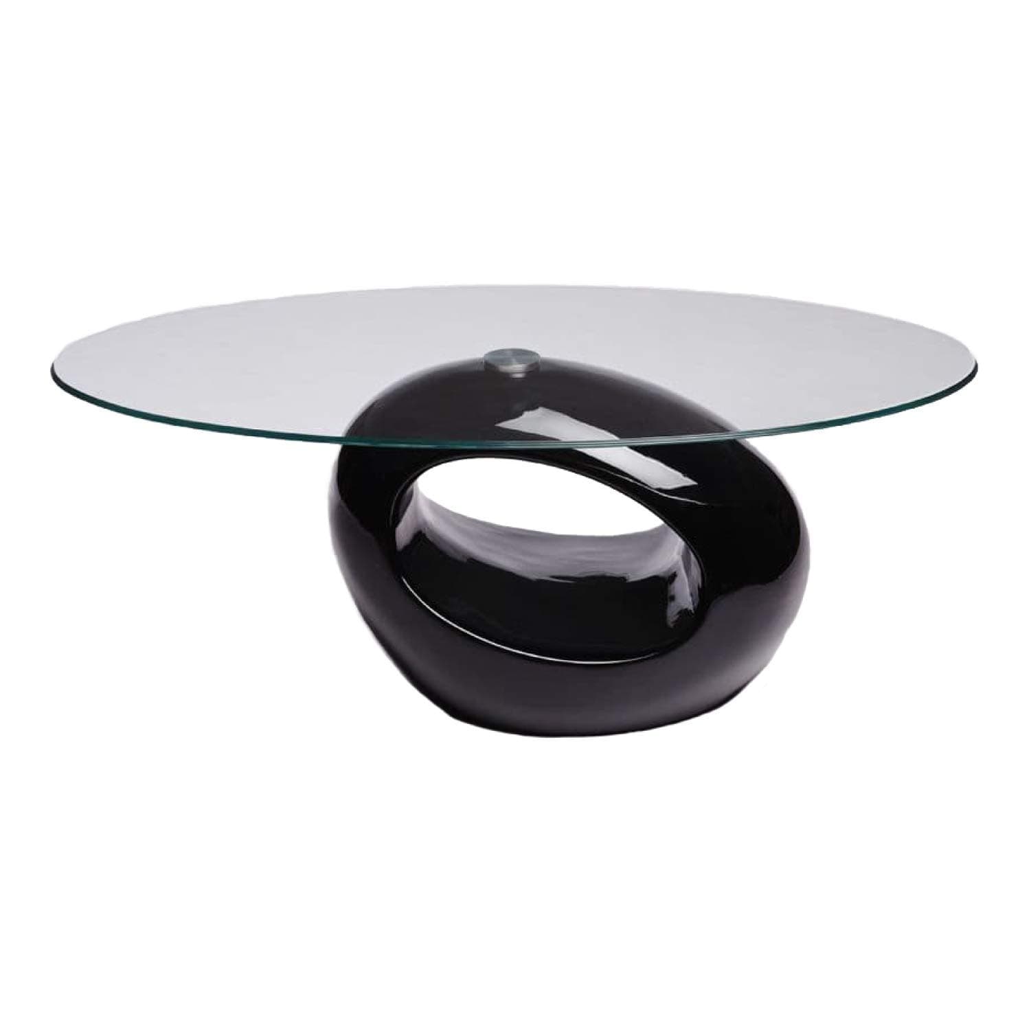 UKCOFFEETABLES Designer Oval Coffee Table (BLACK CLEAR GLASS)