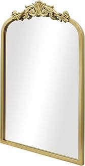 AIXI HOME Gold Arched Mirror 15"x23", Traditional Arendahl Vintage Antique Mirror with Ornate Metal Frame, Baroque Wall Mounted Mirrors for Entryway/Bathroom/Living Room/Hallway/Bedroom