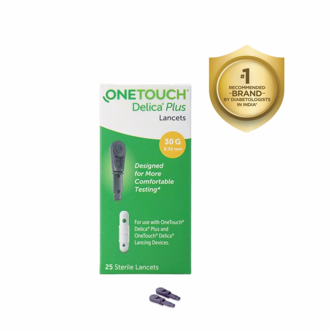 OneTouch Delica Plus Lancets | Pack of 25 Lancets | For Virtually Pain Free Blood Glucose Testing| Global Iconic Brand | For use with OneTouch Delica Plus Lancing Device
