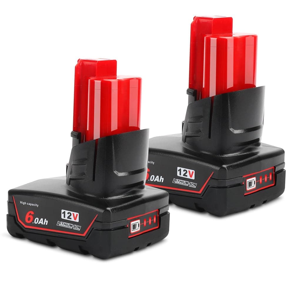 2 pack 12V 6.0Ah for Milwaukee M12