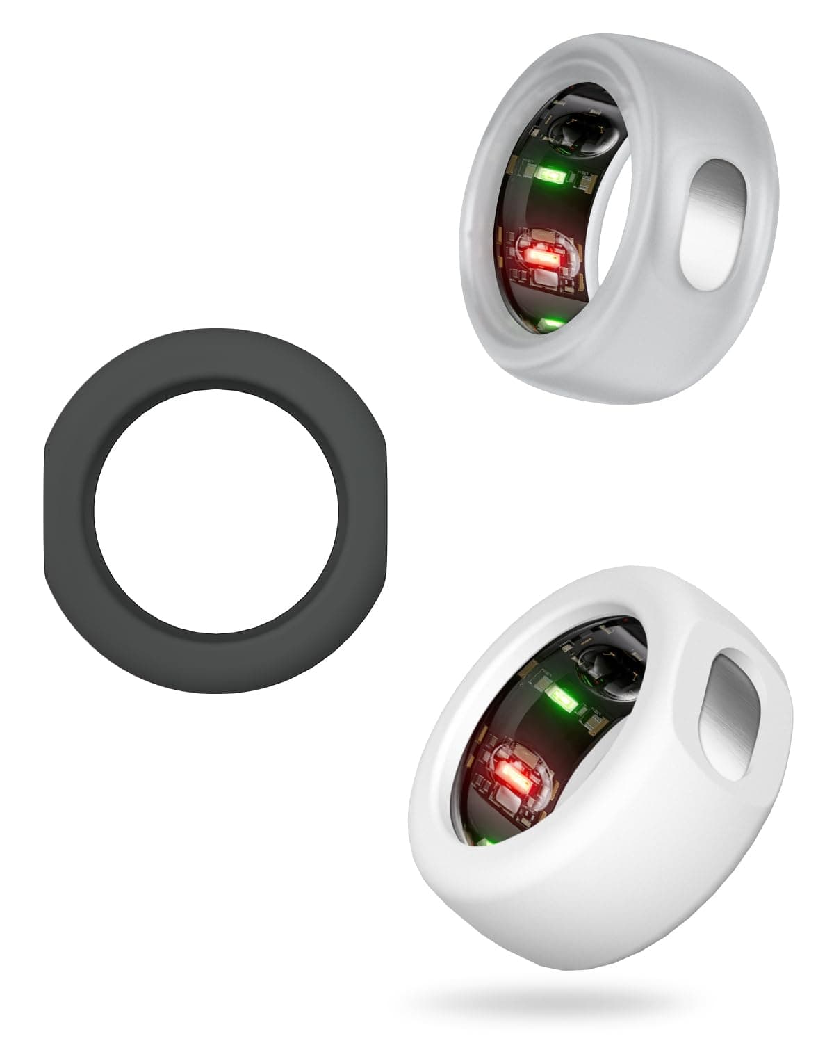 BandSmith Compatible with Oura Ring Gen 3/ Samsung Galaxy Ring Protector, Heavy Duty Thick Silicone Smart Ring Case Cover Sleeve for Working Out (Black&Clear&White, S for Size 6/7)