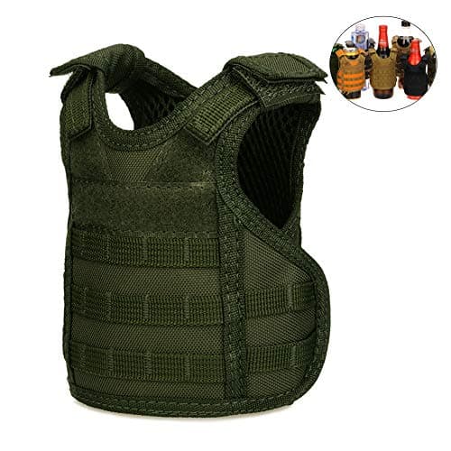 CyberDyer Beer Vests Beverage Cooler Tactical Mini Molle Adjustable Beverage Holder for 12oz or 16oz Cans or Bottles