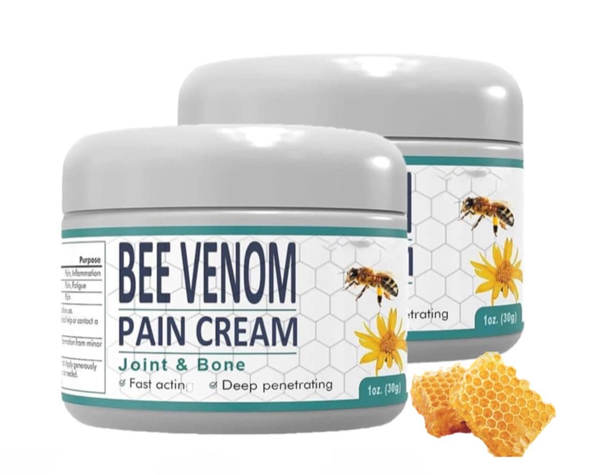 Bee Venom Pain,Bone Healing Cream, Advanced Bee Venom Gel Joint and Bone Therapy,New Zealand Bee Venom Joint and Bone Therapy Cream, Bee Venom Ultra Strength Pain Relief Cream（2PC）