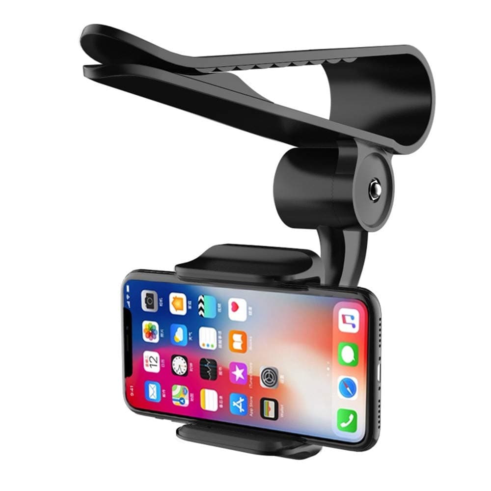 Sun Visor Car Cell Phone Holder, Universal 360 Rotating Car Mount Support Clip Bracket Compatible for iPhone Xs/Xs Max/Xr/X/8/7/6 Samsung Note 9/8/5 Galaxy S9/S8/S7/S6 Moto Z3 Smartphones GPS (Black)