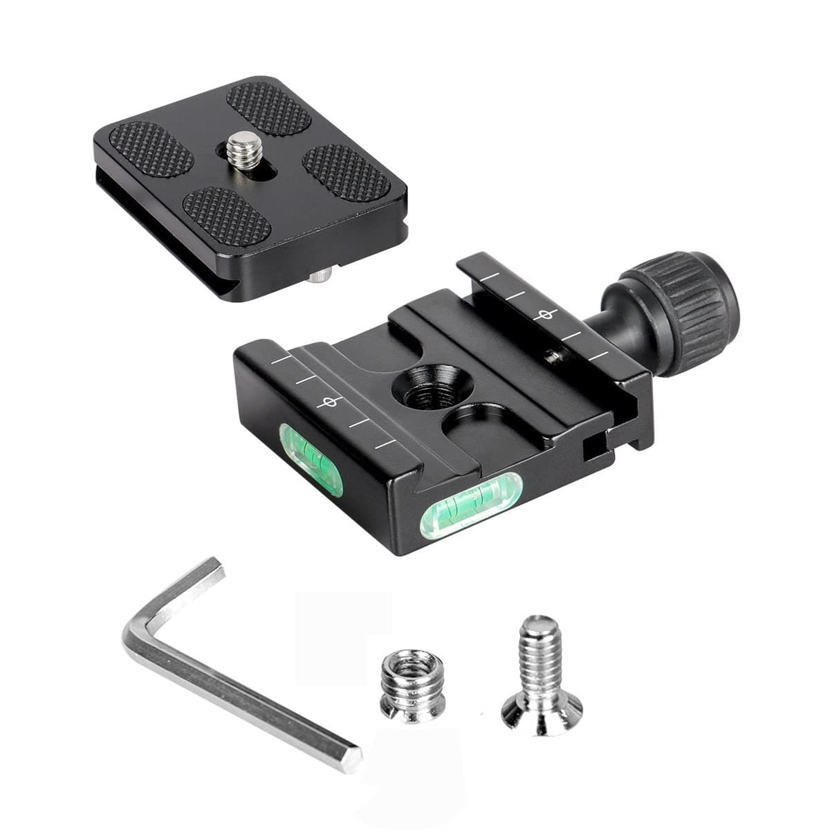 Koolehaoda 50mm Quick Release Plate Clamp Compatible Arca-Swiss Camera Mount QR Clamp Built-in Bubble Level with 1/4 and 3/8 Screw Adapter for DSLR Tripods Monopods Gimbals and Ball Heads