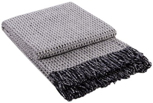 Luxury Grey Plaid Throw Blanket - Soft Warm Tartan Wool (Twin)
