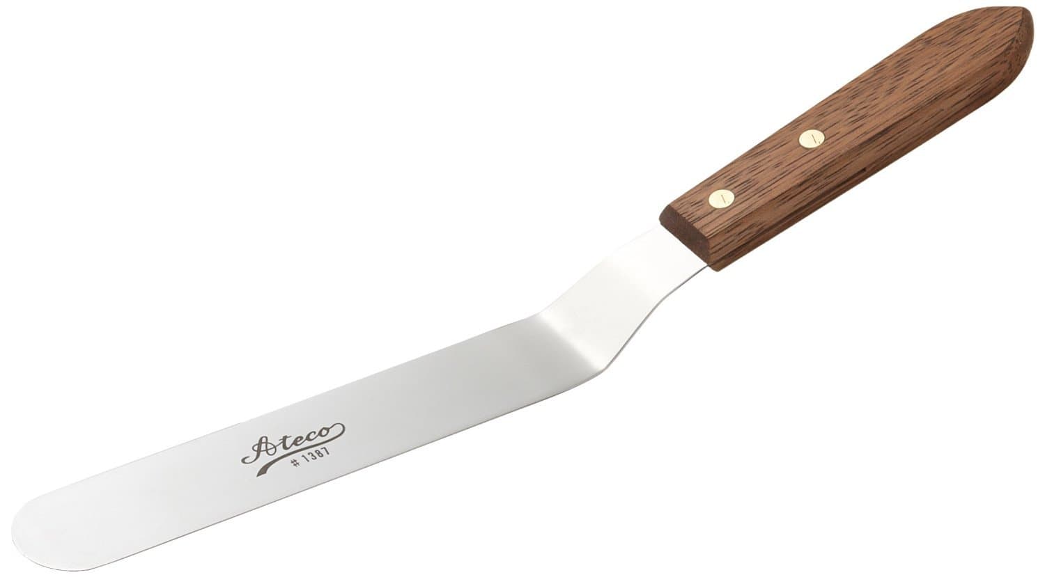 Offset Spatula with 7.63-Inch Stainless Steel Blade, Wood Handle, Silver