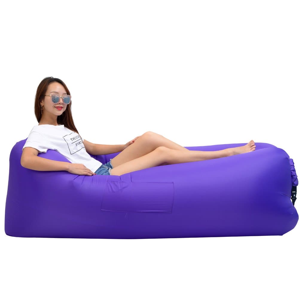 Inflatable Lounger Wind Breezy Pouch Couch Windbed Cloud Air Chair Sofa Bed Lazy Bag Been Sleeping Sand Beach Laybag Blow Up Original Lamzac Fast Hangout Outdoor Hammock Lounge Adults Kids Purple