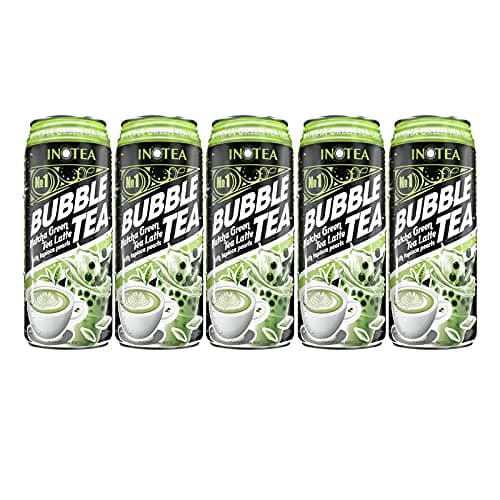 (Pack of 5) INOTEA Bubble Tea 5 Cans from ATIUS. Milk Tea with Boba Pearls in a Can (16.6oz/can). Choose One from Variety of Flavors: Brown Sugar, Taro, Honeydew, Banana, Matcha. Straws Included. (Matcha Latte)