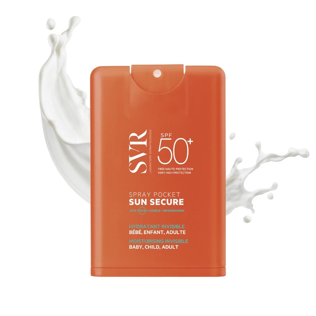 – SVR SUN SECURE SPF50+ Pocket Spray - Broad-Spectrum Hydrating Face/Decollete Sunscreen for All Skin Types, Very High UVA/UVB Protection, Invisible, Water-Resistant, Reef-Safe, Baby, Child, Adult, 20ml