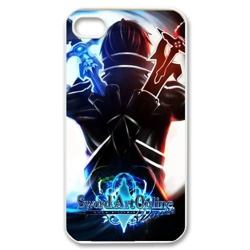 4s Case, iPhone 4 4s Case - Fashion Style New SAO Sword Art Online Painted Pattern TPU Soft Cover Case for iPhone 4/4s(Black/white)