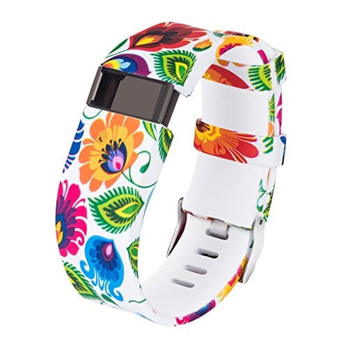 for Fitbit Charge HR Bands,Gealpoor Silicone Replacement Adjustable Band Strap for Fitbit Charge HR (Colorful Floral, Small)/Large Wristbands Bracelet Strap Band Suitable