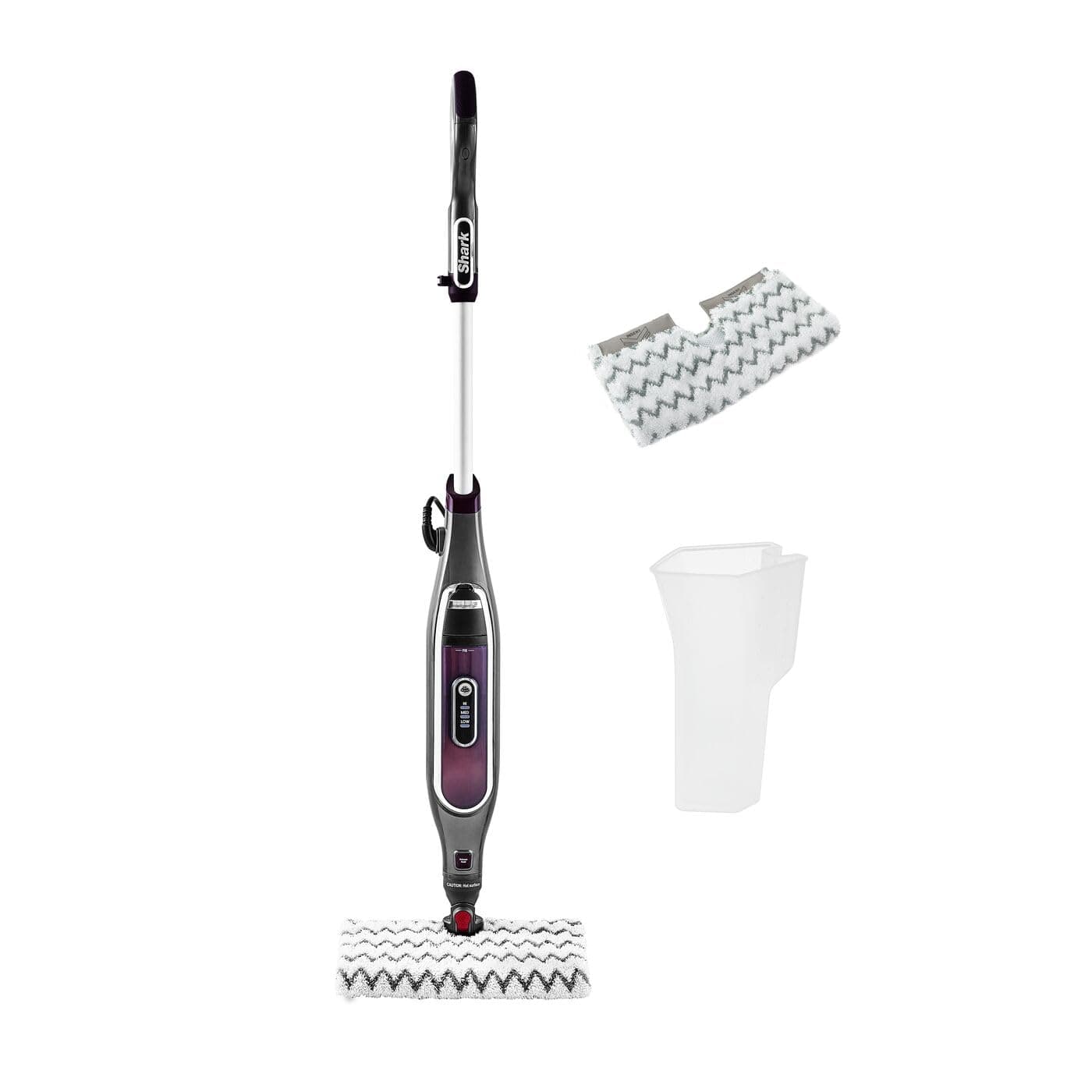 Automatic Klik n' Flip Steam Mop for Hard Floors with Intelligent Steam Control, Steam Blaster, 2 Machine Washable Cleaning Pads & Fill Flask, 350ml, 6m Cord, Grey/Bordeaux S6003UK