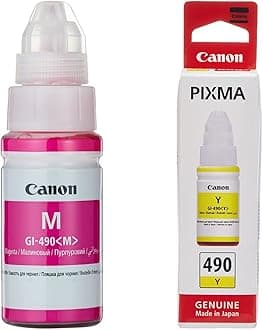 Canon Gi-490 Ink Bottle, Magenta & Canon Gi-490 Ink Bottle, Yellow
