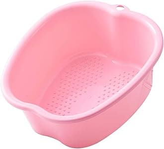 Large Foot Bath Spa Bowl Plastic Pedicure Bowl Massage Foot Tub,for Pedicure, Detox and Massage, Perfect to Soak Your Feet, Toe Nails and Ankles,Can be Soaked to Remove Dead Skin (Pink)