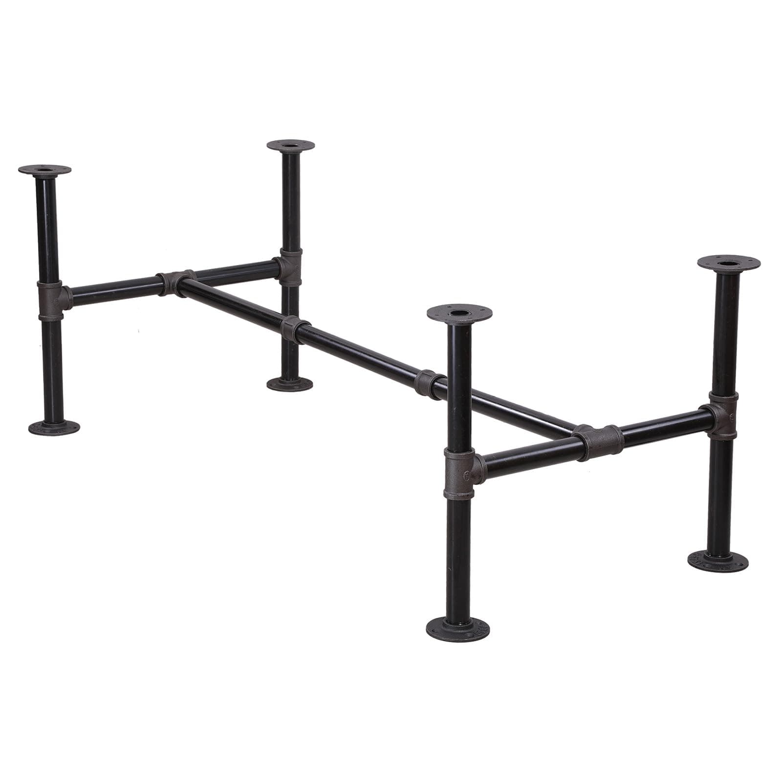 MUZIKIndustrial Pipe Table Leg Set - Dark Grey Rough Pipes Iron Base Legs for Coffee & End Tables, Desks, Nightstand - Vintage, Mid-Century Modern Aesthetic - 16 inch
