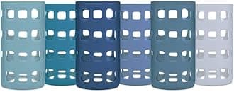 Silicone Glass Water Bottle Sleeves - 6-Pack of Protective Holders 16-18 oz Capacity - Anti-Slip Protection for Beverage Containers - Insulating Carriers for Smoothies and Juices (Ocean Blues)