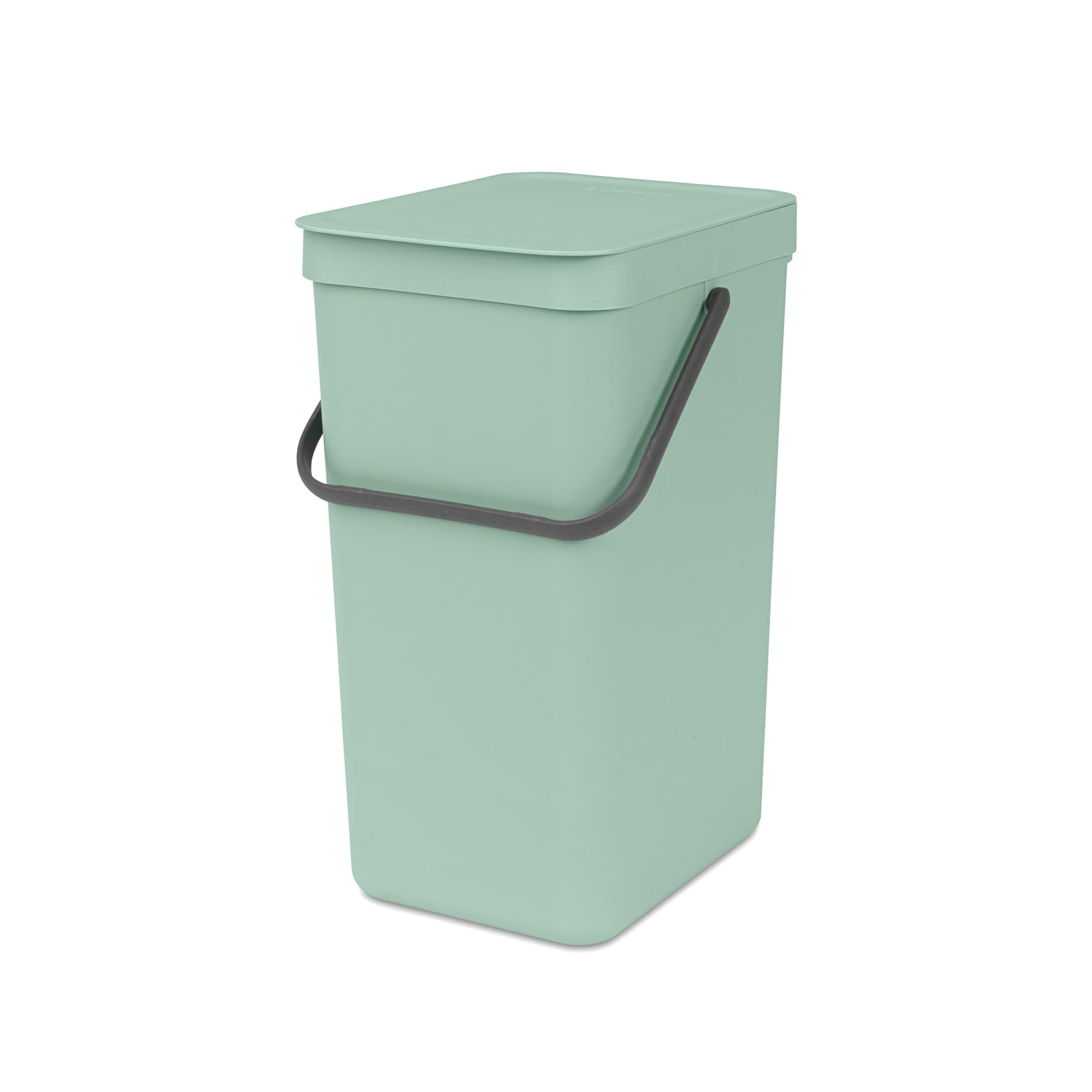 Brabantia Sort & Go Kitchen Recycling Bin | S / 4.2 Gal / 16L | Jade Green | Removable Stay-Open Lid, Carry Handle | Trash Can for Bottles, Cans, Paper, Glass | Wall-Mounting Bracket Included