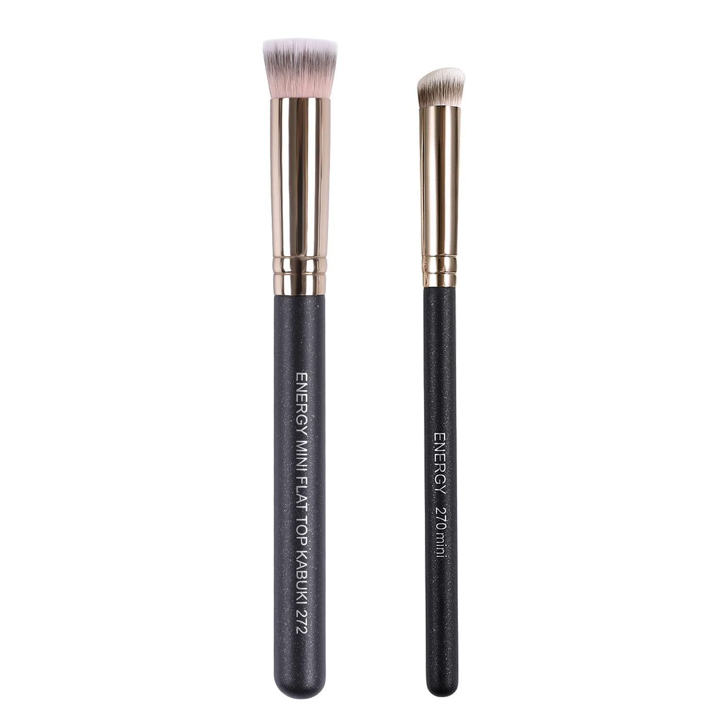 Kabuki Brushes Set - Mini Flat Top Kabuki Brush and Slant Concealer Brush Under Eye for Eyebrows Eyeshadow Brushes for Liquid Cream Powder Blending,Stippling,Highlighter and Nose Contour