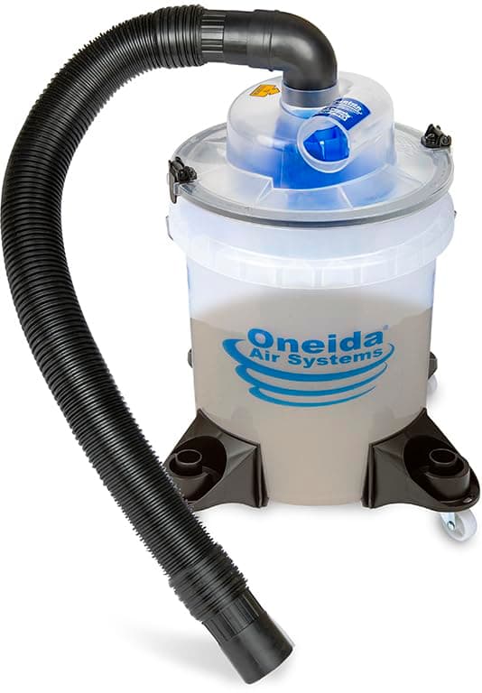 Oneida Dust Deputy Low-Pro Deluxe Lid Dust Separator Kit with Clear 5-Gallon Dust Collection Bucket, 3 ft Hose, 2.5 in Adapter, & Mounted Casters for Shop Wet Dry Vacuums - Made in USA
