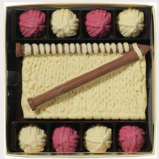 Choc on Choc Chocolate Knitting Gift Set - Handmade Belgian Chocolate - Fun Chocolate Gift for Knitting Enthusiasts - 8 Mini 'Wool' Balls and Chocolate 'Knitting' Slab - 200g
