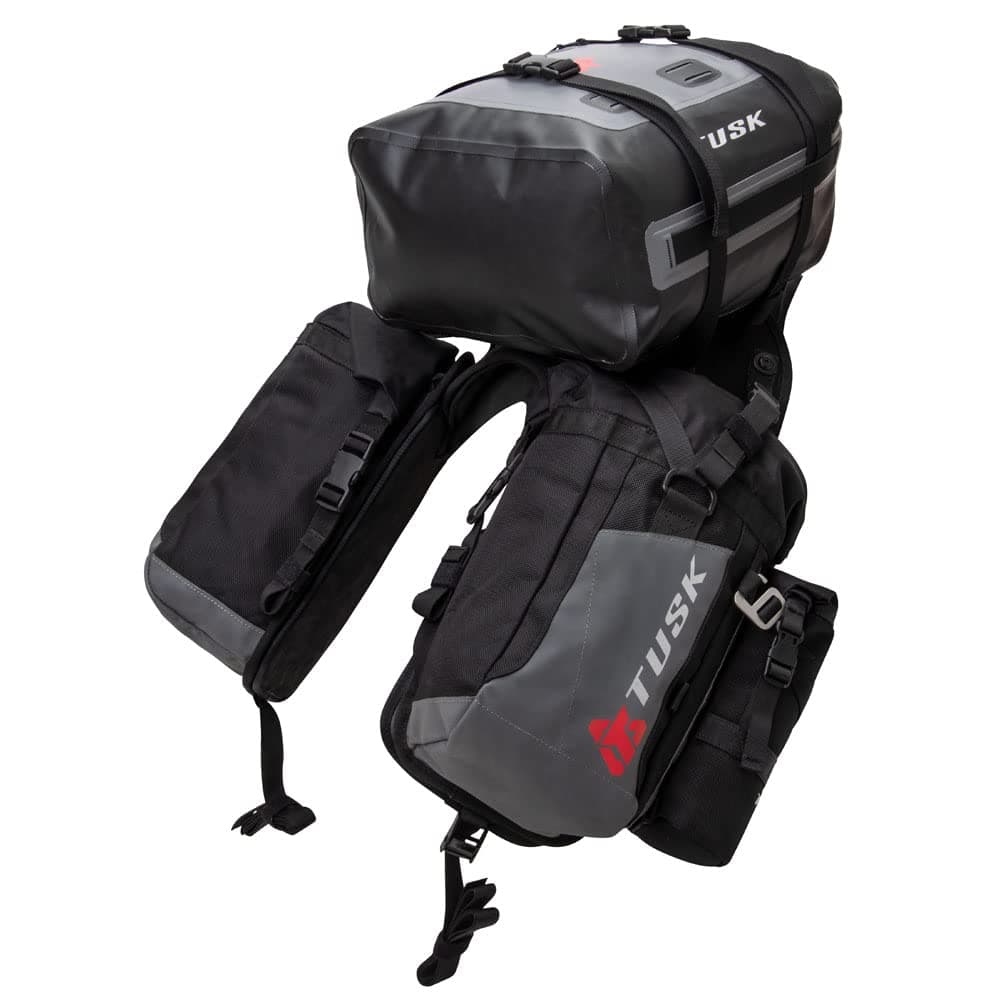 TUSK Excursion Rackless Luggage System w/Small Dry Duffel & Bottle Holders Standard Heat Shield Black/Grey