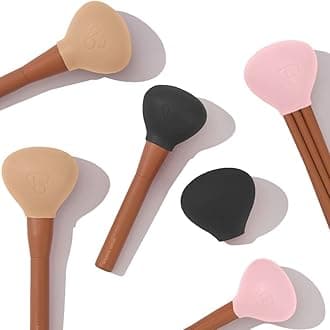 Compact Silicone Makeup Brush Covers for Travel, A Storage & Organizer Case for Brushes to protect Makeup Bag, Re-designed Universal Fit, Multi-Color, Set of 6