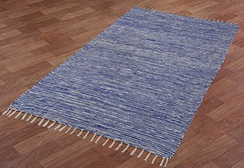 Complex Chenille Flat Weave Rug, 3-Feet by 5-Feet, Blue