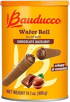 Wafer Rolls, Crispy Chocolate Wafer Rolls Filled with Creamy Hazelnut, 14.1 oz (Pack of 1)