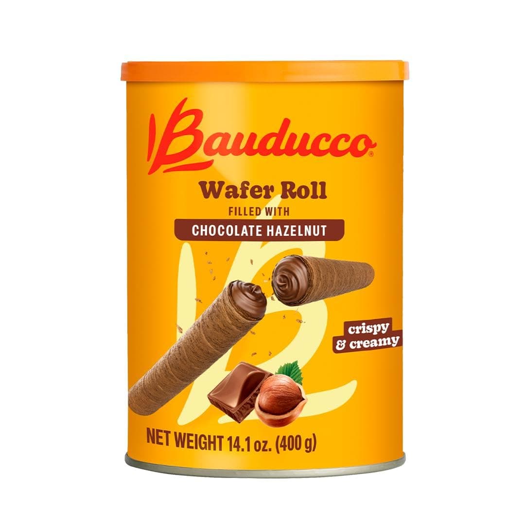 Wafer Rolls, Crispy Chocolate Wafer Rolls Filled with Creamy Hazelnut, 14.1 oz (Pack of 1)