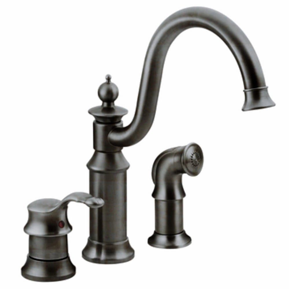 Moen S711ORB Waterhill One-Handle Kitchen Faucet with Side Spray, Oil-Rubbed Bronze