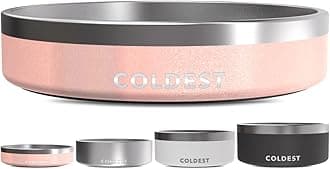 The Coldest Water Dog Bowl, Anti Rust Metal & Non Slip Dog Bowls Large, Spill Proof Heavy Duty 3 Layers Insulated Dog Bowl, Food & Bowl for Dogs, Cats, Dishwasher Safe (21 oz, Forever Pink Glitter)