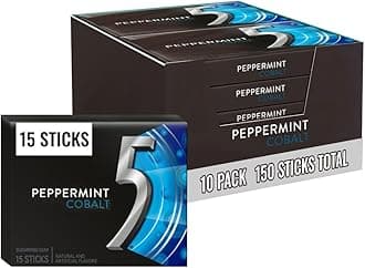 Peppermint Cobalt Sugarfree Gum, 15 Pieces (Pack of 10)