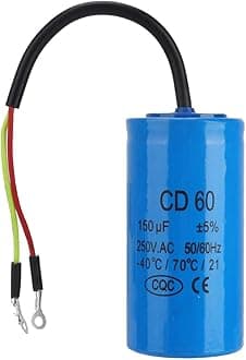 Run Capacitor 150uF 250V AC 50/60Hz CD60 Motor Capacitor with Wire Leads for Air Conditioners, Compressors, AC Units, Heating Systems, Industrial Motors
