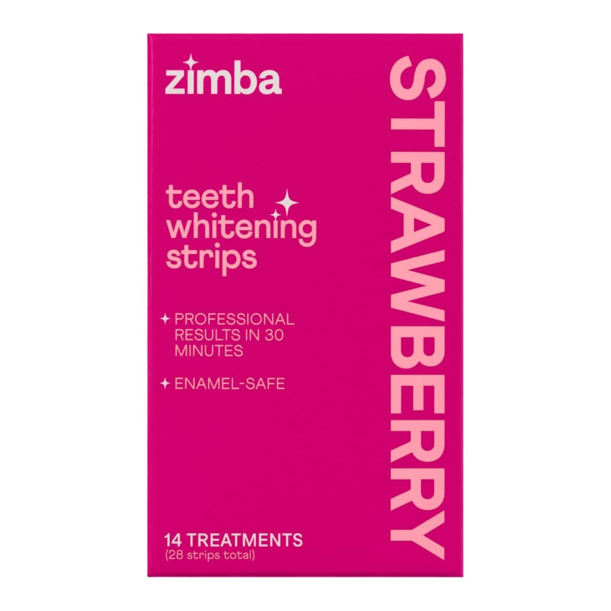 Zimba Teeth Whitening Strip, 28 Non-Sensitive White Strips Teeth Whitener for Tooth Whitening, Helps Remove Smoking Coffee Soda Wine Stain, 28 Strips (14 Stain Removal Treatments) (Strawberry, 1 Pack)