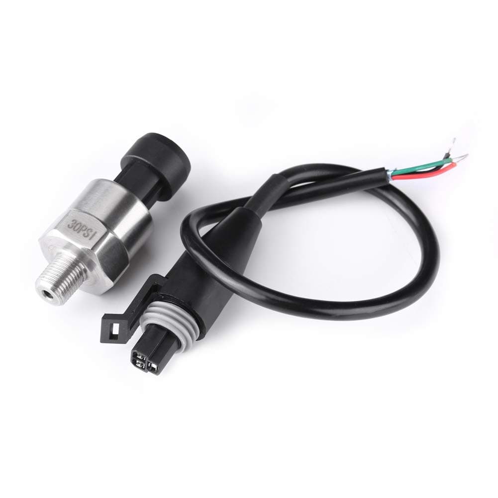 1/8" NPT Thread Stainless Steel Pressure Sensor, Fuel Pressure Sending, High Temperature 30 Psi Pressure Transducer for Oil Fuel Air Water(30PSI)