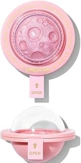 SHE GLAM Lunar Glow Highlighter 5g, Blue-Green Shimmer For Radiant Skin, Cheekbones, Brow bones, and Cupid's bow. (Heart Galaxy)