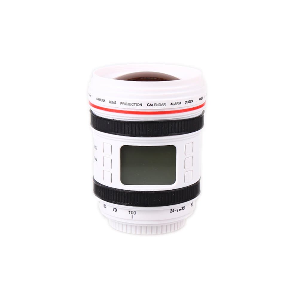 ILYPRO Digital Alarm Clock Star Projector Night Light Musical Ceiling Projection with LED Display Temperature Calendar Snooze Function Camera Lens Shape