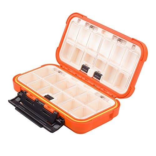 BASUNE Double-Sided Fishing Tackle Boxes Fishing Lure Plastic Boxes Hook Baits Box Large Capacity Bait Storage Fishing Tackle Boxes with Many Separated Case Organizer (6.53.32 Inch) (Orange)