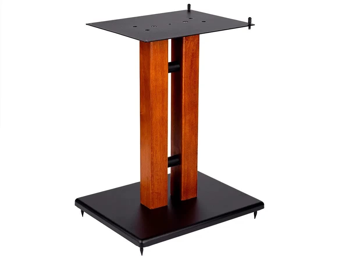 Monolith 18in Cherry Wood Speaker Stand with Adjustable Top Plate, Cherry (Each) Hold Speakers Weighing Up to 75 Pounds, Perfect for Center or Bookshelf Speakers