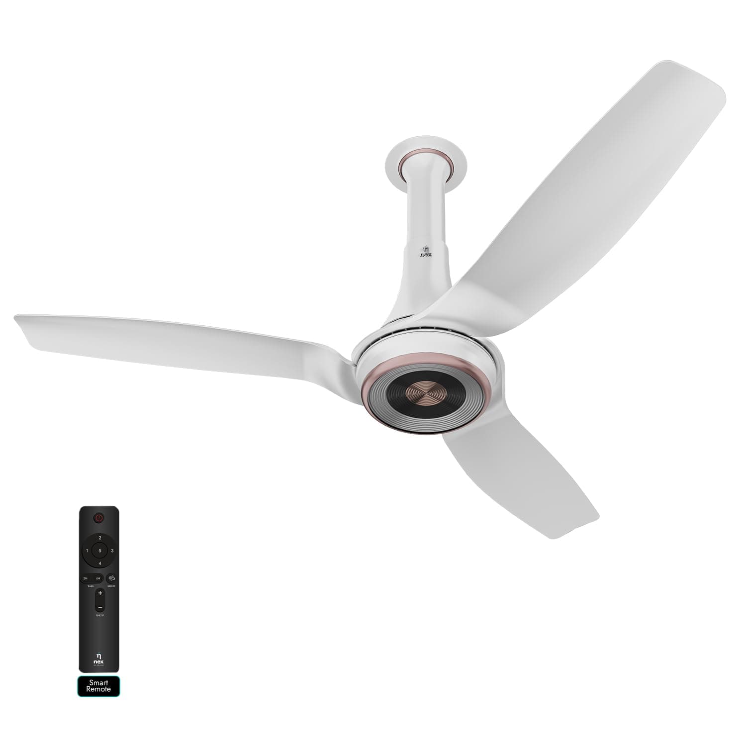 NNEX by BAJAJ Dryft A95 BLDC IOT 1200MM Premium Ceiling Fan | 20% Higher Air Thrust | WiFi | Remote | Works with NEX app, Alexa & Google | 41W 5 Star PeakTorq™ BLDC | Energy Saving 【Classic White】