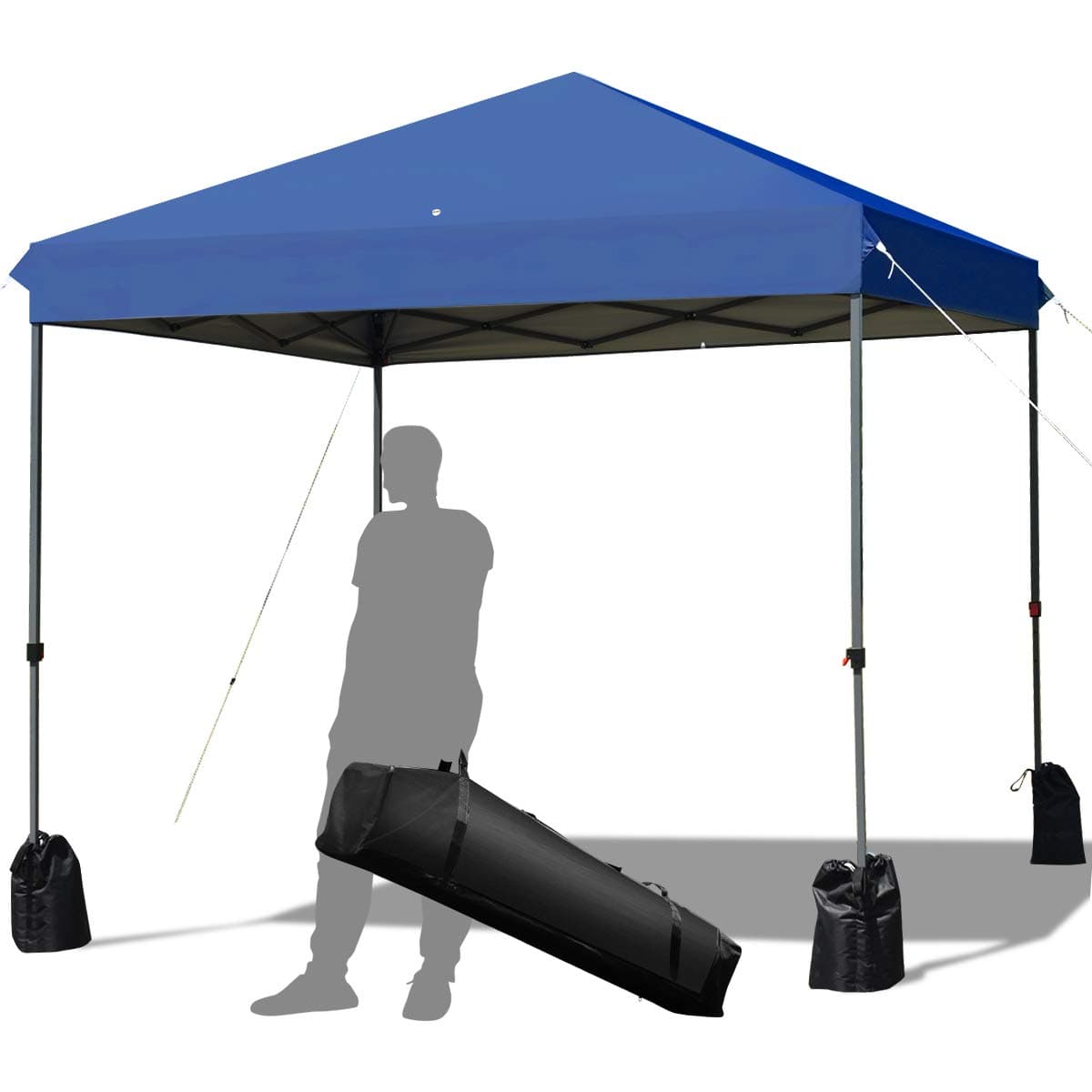 COSTWAY 2x2M/2.5x2.5M Pop up Gazebo, 3-Position Height Adjustable Commercial Instant Canopy Tent with Carry Bag, Garden Patio Sun Shelter for Camping Barbecue Party(250 x 250cm, Blue)