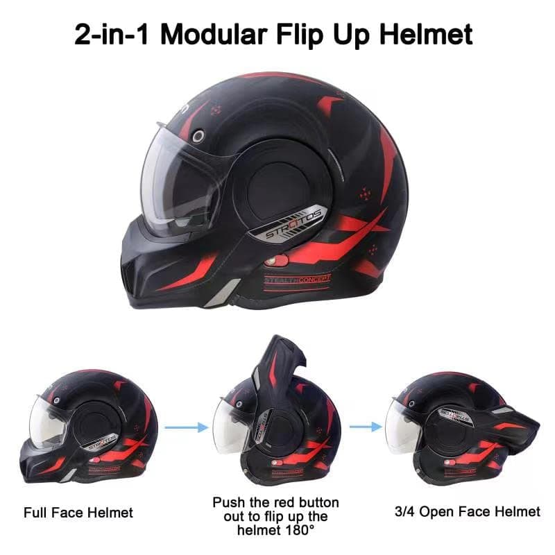 BEON Full Face Motorcycle Helmet DOT Approved, 180° Reversible Chin Guard Modular Pilot Helmet with Anti-Fog Dual Visors for Adult Men Women