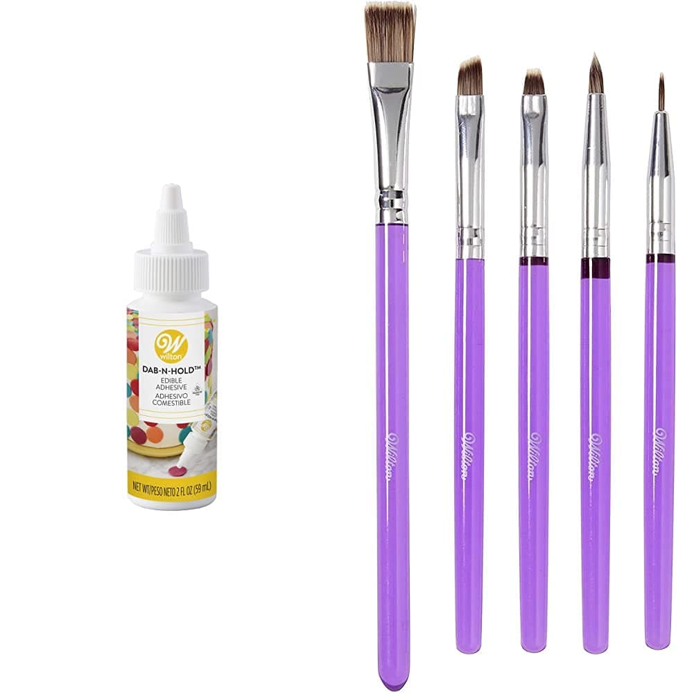 Dab-N-Hold Edible Adhesive + Wilton 5-Piece Decorating Brush Set