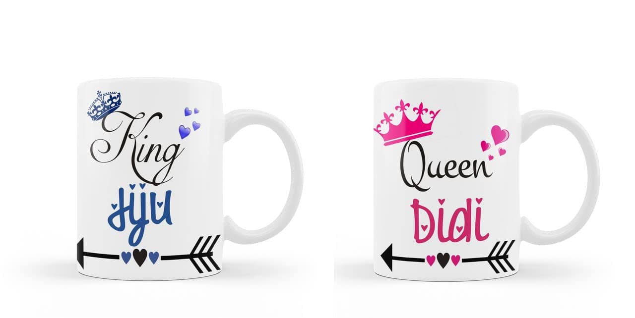 SNV King Jiju & Queen Didi Ceramic Coffee (325 ml, Pack of 2)-7588