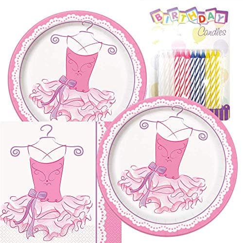 Ballerina Birthday Party Tableware Plates and Napkin Bundle (Serves 16)
