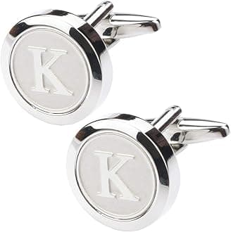 Mens Classic Stainless Steel Initial Cufflinks 26 Alphabet Initial Letter Cufflinks Business Wedding Shirts A-Z